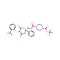 CC(C)c1ccccc1SC1C(=O)C[C@](CCC(=O)N2CCN(C(=O)OC(C)(C)C)CC2)(c2ccccc2)OC1=O ZINC000027765512