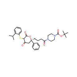 CC(C)c1ccccc1SC1C(=O)C[C@](CCCC(=O)N2CCN(C(=O)OC(C)(C)C)CC2)(c2ccccc2)OC1=O ZINC000027852853