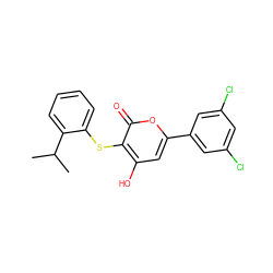 CC(C)c1ccccc1Sc1c(O)cc(-c2cc(Cl)cc(Cl)c2)oc1=O ZINC000005963437