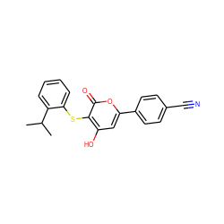 CC(C)c1ccccc1Sc1c(O)cc(-c2ccc(C#N)cc2)oc1=O ZINC000036124555