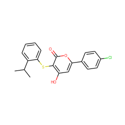 CC(C)c1ccccc1Sc1c(O)cc(-c2ccc(Cl)cc2)oc1=O ZINC000036124549