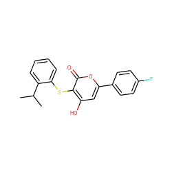 CC(C)c1ccccc1Sc1c(O)cc(-c2ccc(F)cc2)oc1=O ZINC000036124544