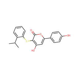 CC(C)c1ccccc1Sc1c(O)cc(-c2ccc(O)cc2)oc1=O ZINC000036124585