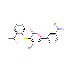 CC(C)c1ccccc1Sc1c(O)cc(-c2cccc([N+](=O)[O-])c2)oc1=O ZINC000036124560