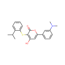 CC(C)c1ccccc1Sc1c(O)cc(-c2cccc(N(C)C)c2)oc1=O ZINC000036124576