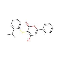 CC(C)c1ccccc1Sc1c(O)cc(-c2ccccc2)oc1=O ZINC000014943747