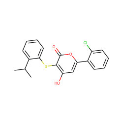 CC(C)c1ccccc1Sc1c(O)cc(-c2ccccc2Cl)oc1=O ZINC000036124581