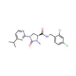 CC(C)c1ccnc(N2C[C@@H](C(=O)NCc3ccc(Cl)cc3Cl)N(C)C2=O)n1 ZINC000095565713