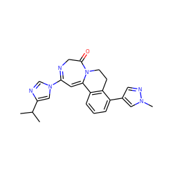 CC(C)c1cn(C2=NCC(=O)N3CCc4c(cccc4-c4cnn(C)c4)C3=C2)cn1 ZINC000149133741