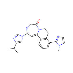 CC(C)c1cn(C2=NCC(=O)N3CCc4c(cccc4-c4nccn4C)C3=C2)cn1 ZINC000149290635