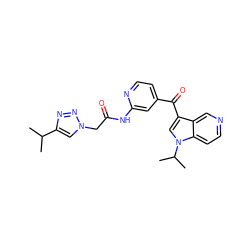 CC(C)c1cn(CC(=O)Nc2cc(C(=O)c3cn(C(C)C)c4ccncc34)ccn2)nn1 ZINC001772655840