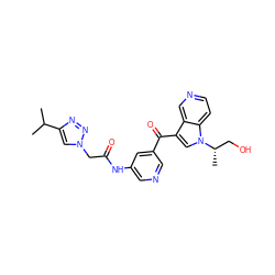 CC(C)c1cn(CC(=O)Nc2cncc(C(=O)c3cn([C@@H](C)CO)c4ccncc34)c2)nn1 ZINC001772619414