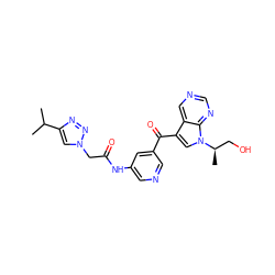 CC(C)c1cn(CC(=O)Nc2cncc(C(=O)c3cn([C@H](C)CO)c4ncncc34)c2)nn1 ZINC000169707761