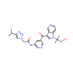 CC(C)c1cn(CC(=O)Nc2cncc(C(=O)c3cn(C(C)(C)CO)c4ccncc34)c2)nn1 ZINC001772641342