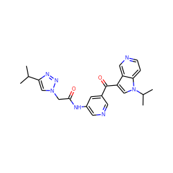 CC(C)c1cn(CC(=O)Nc2cncc(C(=O)c3cn(C(C)C)c4ccncc34)c2)nn1 ZINC001772644935