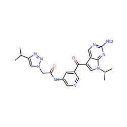 CC(C)c1cn(CC(=O)Nc2cncc(C(=O)c3cn(C(C)C)c4nc(N)ncc34)c2)nn1 ZINC000169707808