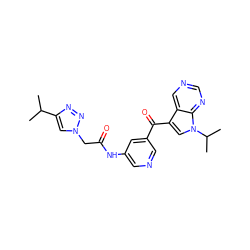 CC(C)c1cn(CC(=O)Nc2cncc(C(=O)c3cn(C(C)C)c4ncncc34)c2)nn1 ZINC000169707673