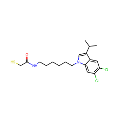 CC(C)c1cn(CCCCCCNC(=O)CS)c2cc(Cl)c(Cl)cc12 ZINC001772618620