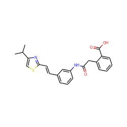 CC(C)c1csc(/C=C/c2cccc(NC(=O)Cc3ccccc3C(=O)O)c2)n1 ZINC000003799783