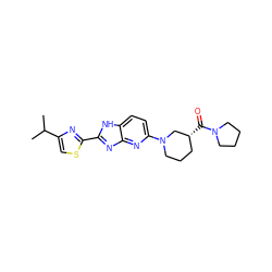 CC(C)c1csc(-c2nc3nc(N4CCC[C@@H](C(=O)N5CCCC5)C4)ccc3[nH]2)n1 ZINC001772641714