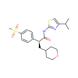 CC(C)c1csc(NC(=O)[C@@H](CC2CCOCC2)c2ccc(S(C)(=O)=O)cc2)n1 ZINC000049807629