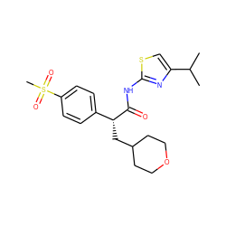 CC(C)c1csc(NC(=O)[C@H](CC2CCOCC2)c2ccc(S(C)(=O)=O)cc2)n1 ZINC000049807630