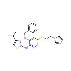 CC(C)c1csc(Nc2ncc(SCCn3ccnc3)cc2OCc2ccccc2)n1 ZINC000096284844