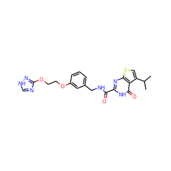 CC(C)c1csc2nc(C(=O)NCc3cccc(OCCOc4nc[nH]n4)c3)[nH]c(=O)c12 ZINC000114404114