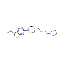 CC(C)c1csc2nc(N3CCC(COCCN4CCCC4)CC3)ncc12 ZINC000146363300