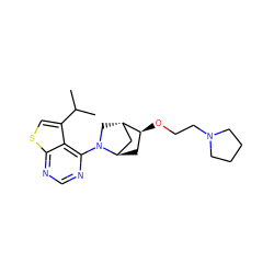 CC(C)c1csc2ncnc(N3C[C@H]4C[C@H]3C[C@@H]4OCCN3CCCC3)c12 ZINC000653767509