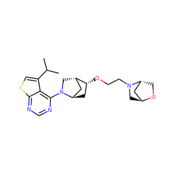 CC(C)c1csc2ncnc(N3C[C@H]4C[C@H]3C[C@H]4OCCN3C[C@H]4C[C@H]3CO4)c12 ZINC000653768445