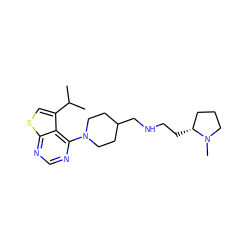 CC(C)c1csc2ncnc(N3CCC(CNCC[C@@H]4CCCN4C)CC3)c12 ZINC000146596145