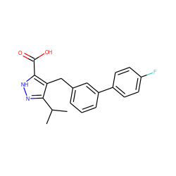 CC(C)c1n[nH]c(C(=O)O)c1Cc1cccc(-c2ccc(F)cc2)c1 ZINC000095555579