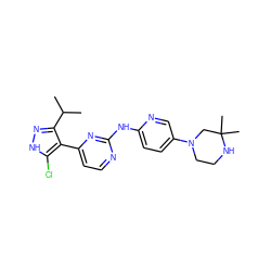 CC(C)c1n[nH]c(Cl)c1-c1ccnc(Nc2ccc(N3CCNC(C)(C)C3)cn2)n1 ZINC000064527076