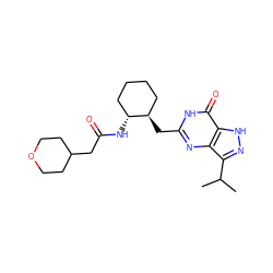 CC(C)c1n[nH]c2c(=O)[nH]c(C[C@@H]3CCCC[C@H]3NC(=O)CC3CCOCC3)nc12 ZINC000040881409