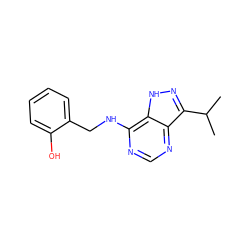 CC(C)c1n[nH]c2c(NCc3ccccc3O)ncnc12 ZINC000013538203