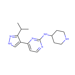 CC(C)c1n[nH]cc1-c1ccnc(NC2CCNCC2)n1 ZINC000064539047