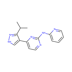 CC(C)c1n[nH]cc1-c1ccnc(Nc2ccccn2)n1 ZINC000064539102