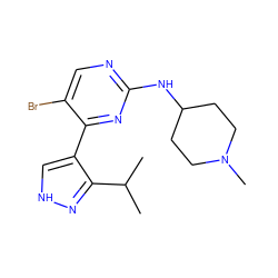 CC(C)c1n[nH]cc1-c1nc(NC2CCN(C)CC2)ncc1Br ZINC000064513226