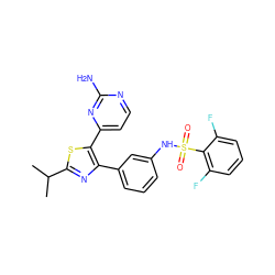 CC(C)c1nc(-c2cccc(NS(=O)(=O)c3c(F)cccc3F)c2)c(-c2ccnc(N)n2)s1 ZINC000095588382