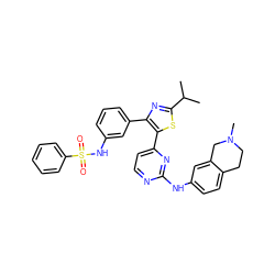 CC(C)c1nc(-c2cccc(NS(=O)(=O)c3ccccc3)c2)c(-c2ccnc(Nc3ccc4c(c3)CN(C)CC4)n2)s1 ZINC000072176153