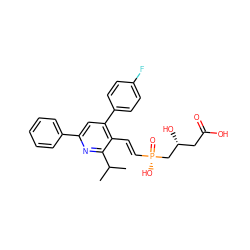 CC(C)c1nc(-c2ccccc2)cc(-c2ccc(F)cc2)c1/C=C/[P@](=O)(O)C[C@H](O)CC(=O)O ZINC000026716897