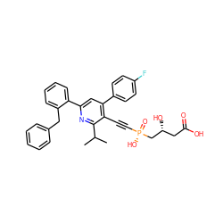 CC(C)c1nc(-c2ccccc2Cc2ccccc2)cc(-c2ccc(F)cc2)c1C#C[P@](=O)(O)C[C@H](O)CC(=O)O ZINC000026675266