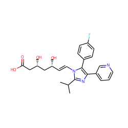 CC(C)c1nc(-c2cccnc2)c(-c2ccc(F)cc2)n1/C=C/[C@@H](O)C[C@@H](O)CC(=O)O ZINC000013833965