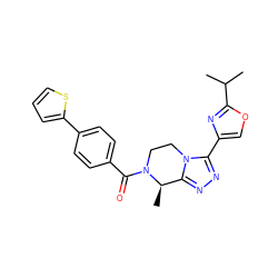 CC(C)c1nc(-c2nnc3n2CCN(C(=O)c2ccc(-c4cccs4)cc2)[C@@H]3C)co1 ZINC000217495949