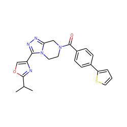 CC(C)c1nc(-c2nnc3n2CCN(C(=O)c2ccc(-c4cccs4)cc2)C3)co1 ZINC000205327854