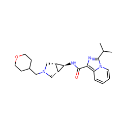 CC(C)c1nc(C(=O)N[C@H]2[C@@H]3CN(CC4CCOCC4)C[C@@H]32)c2ccccn12 ZINC000653780369