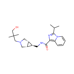 CC(C)c1nc(C(=O)NC[C@H]2[C@@H]3CN(CC(C)(C)CO)C[C@H]23)c2ccccn12 ZINC000653810883