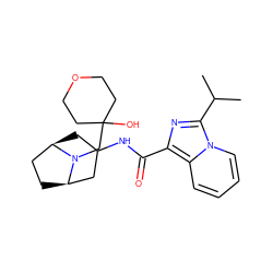 CC(C)c1nc(C(=O)NC2C[C@@H]3CC[C@H](C2)N3CC2(O)CCOCC2)c2ccccn12 ZINC000653804993