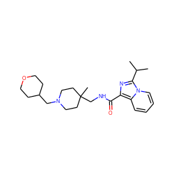 CC(C)c1nc(C(=O)NCC2(C)CCN(CC3CCOCC3)CC2)c2ccccn12 ZINC000653787991